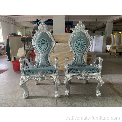 Acento de madera antiguo Sillas de terciopelo Throne Luxury